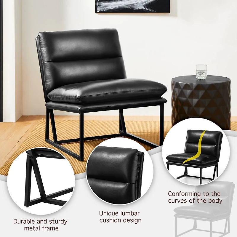 Glitzhome® Modern Thick Leatherette Accent Chair