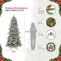 7.5ft. Pre-Lit Slim Flocked Royal Majestic Spruce Artificial Christmas Tree, Clear Lights