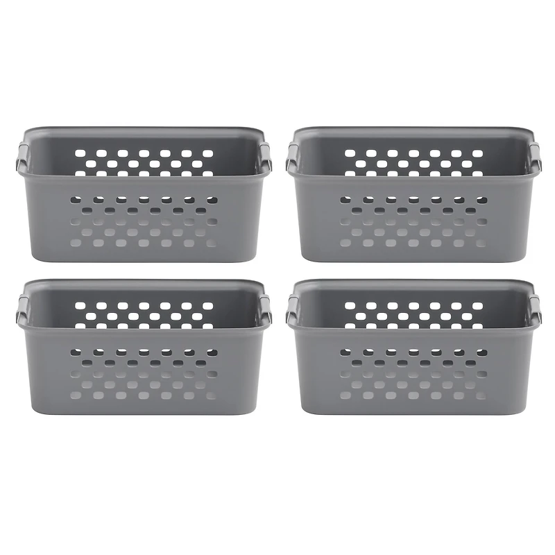 Iris® Gray Medium Organizer Storage Basket, 4 Pack
