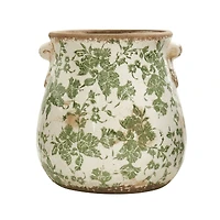 10" Tuscan Ceramic Green Scroll Planter