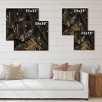 Designart - Black and Gold Tropical Leaves III