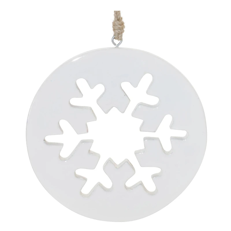 White Wood Snowflake Cut-Out Ornament (Set of 12)