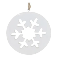 White Wood Snowflake Cut-Out Ornament (Set of 12)