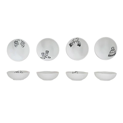 Hello Honey® 4" Black & White Winter Apparel Stoneware Bowl Set