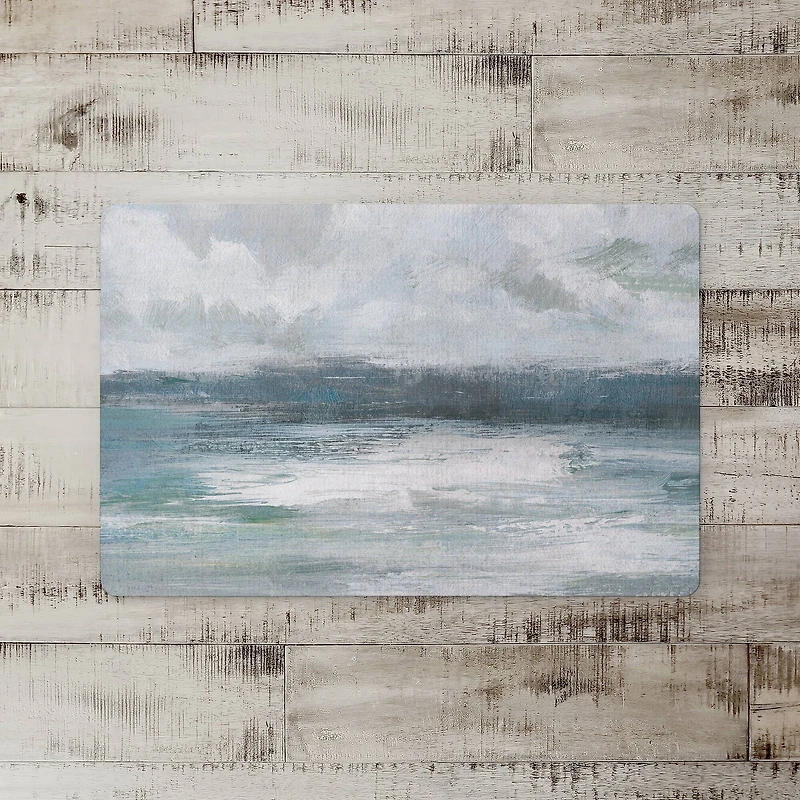 Navy And Sage Horizon Line 18" x 27" Floor Mat