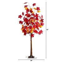 6ft. Pre-Lit Autumn Weeping Maple Artificial Fall Tree with 300 Warm White LED Lights