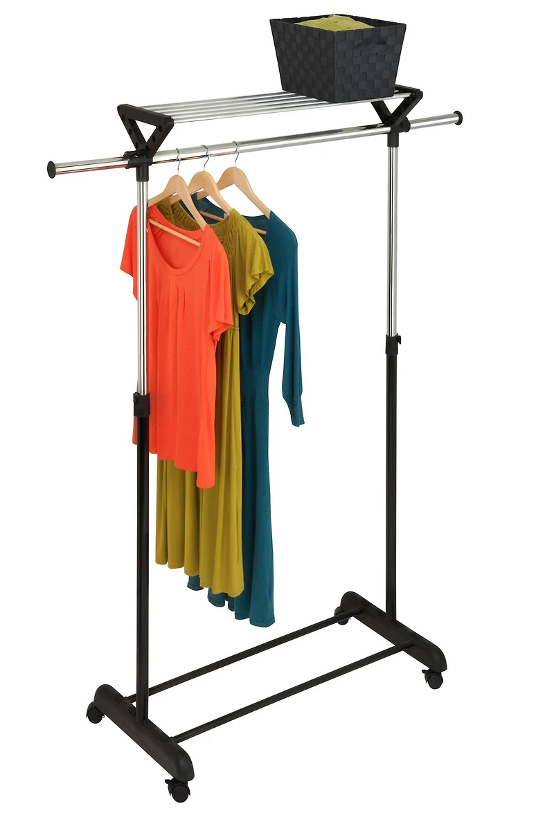 Honey Can Do Top Shelf Rolling Garment Rack