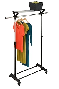 Honey Can Do Top Shelf Rolling Garment Rack