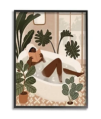 Stupell Industries Female Reading in Bath Tropical Palm Plants in Frame Wall Art