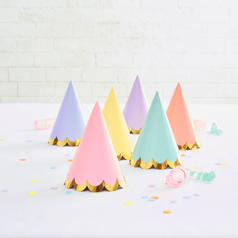 5" Pastel with Foil Scallop Party Hats by Celebrate It™