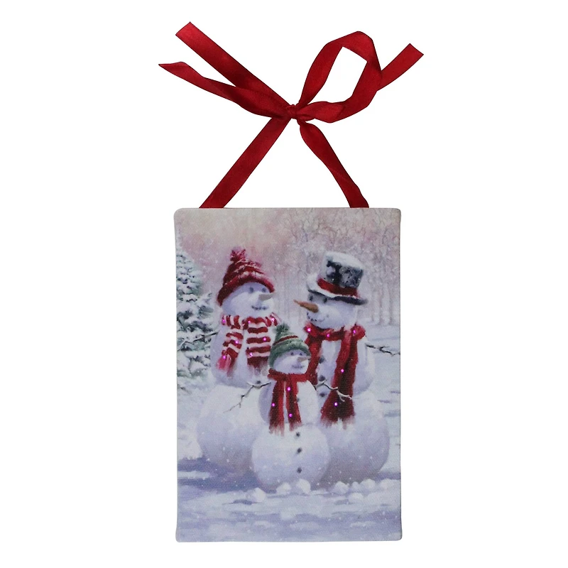 Pre-Lit Snowman Family Winter Scene Christmas Wall Art