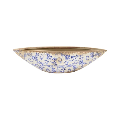 4" Tuscan Ceramic Blue Scroll Decorative Bowl