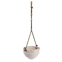 Hello Honey® 7.5" Hanging Stoneware Planter with Wood Beaded Rope