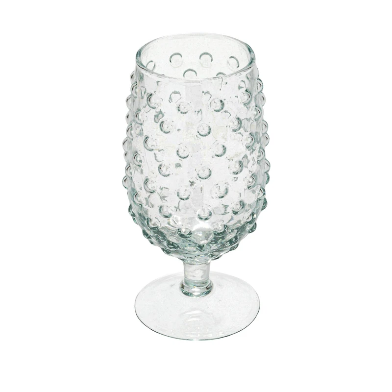 Hello Honey® 12oz. Clear Glass Hobnail Stemmed Drinking Glass Set, 6ct.