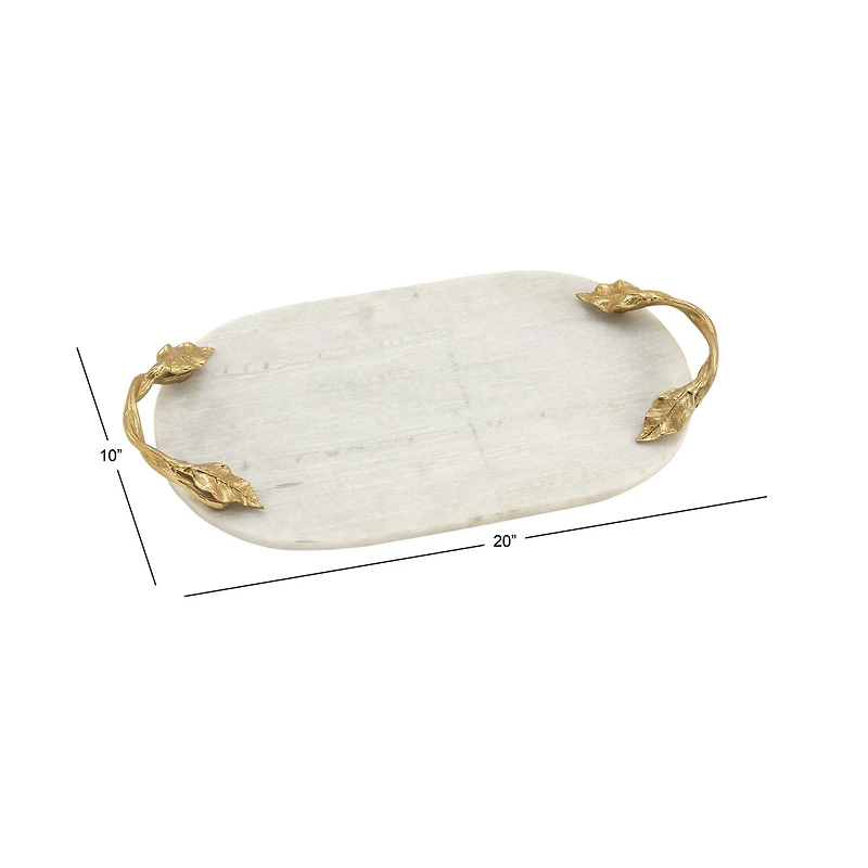 20" White Marble Natural Serving Tray