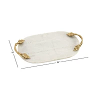 20" White Marble Natural Serving Tray