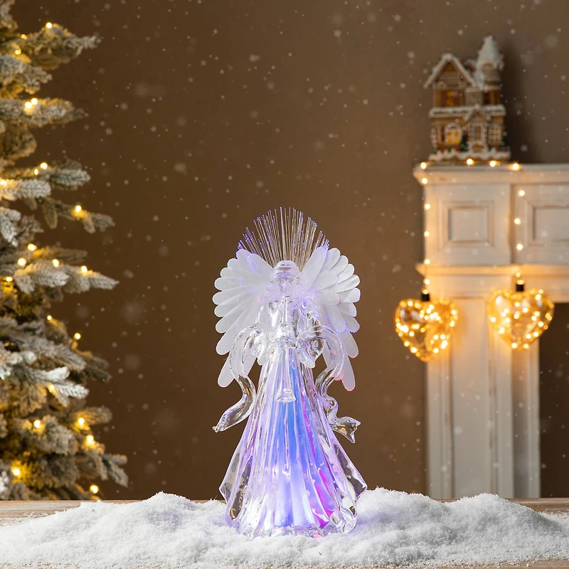 Glitzhome® 12" Acrylic Lighted Tabletop Angel Figurine
