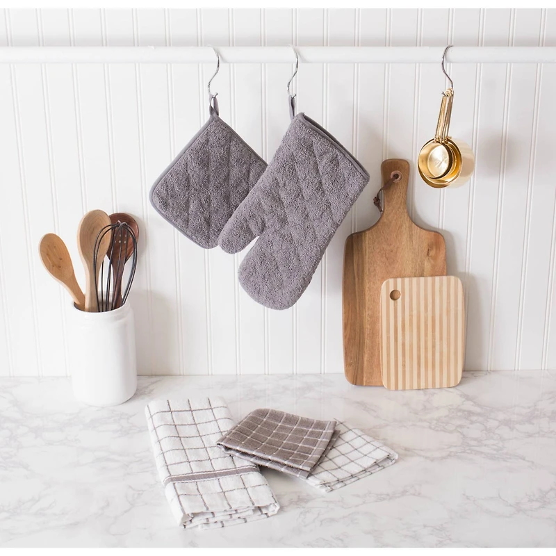 DII® Gray Combo Windowpane Dishcloths, 6ct.