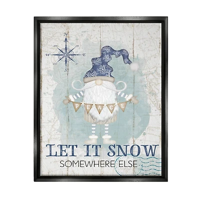Stupell Industries Let It Snow Somewhere Else Gnome Framed Floater Canvas Wall Art