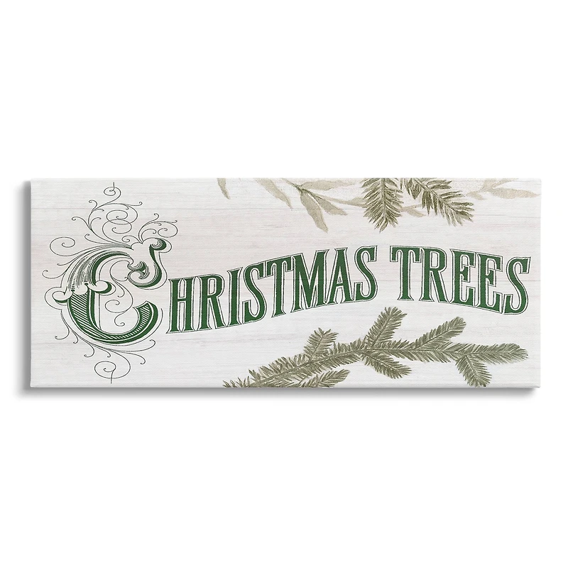 Stupell Industries Christmas Trees Ornate Letters Canvas Wall Art