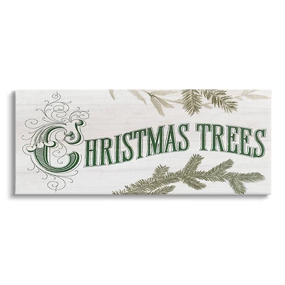 Stupell Industries Christmas Trees Ornate Letters Canvas Wall Art