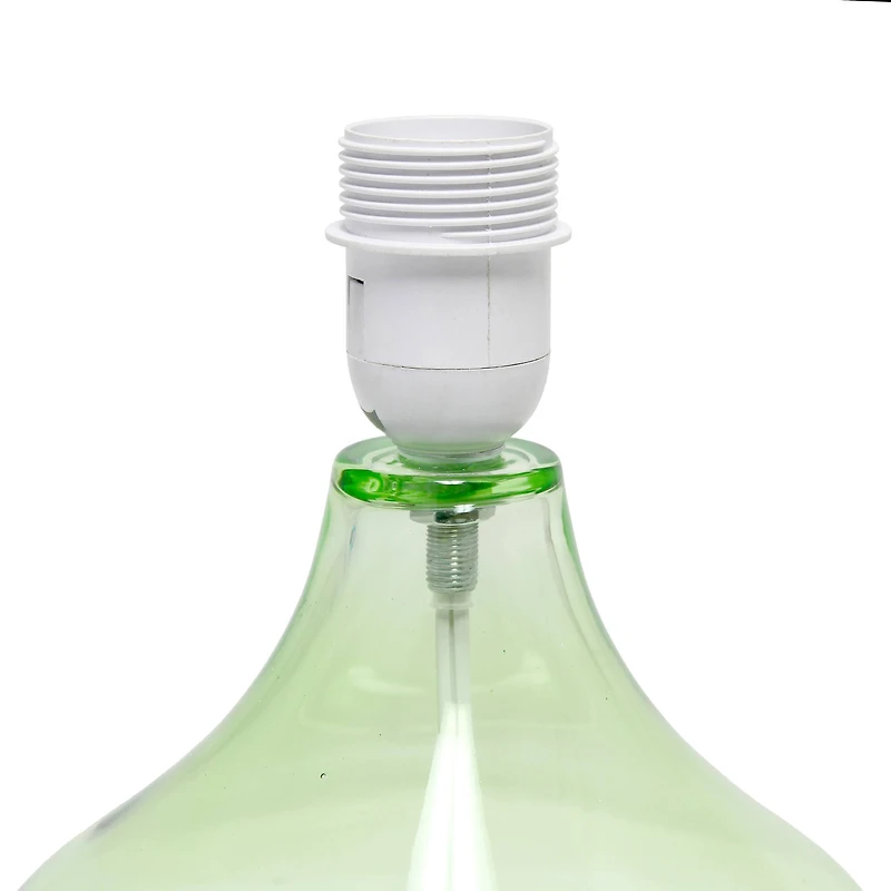 Simple Designs Green & White Glass Raindrop Table Lamp