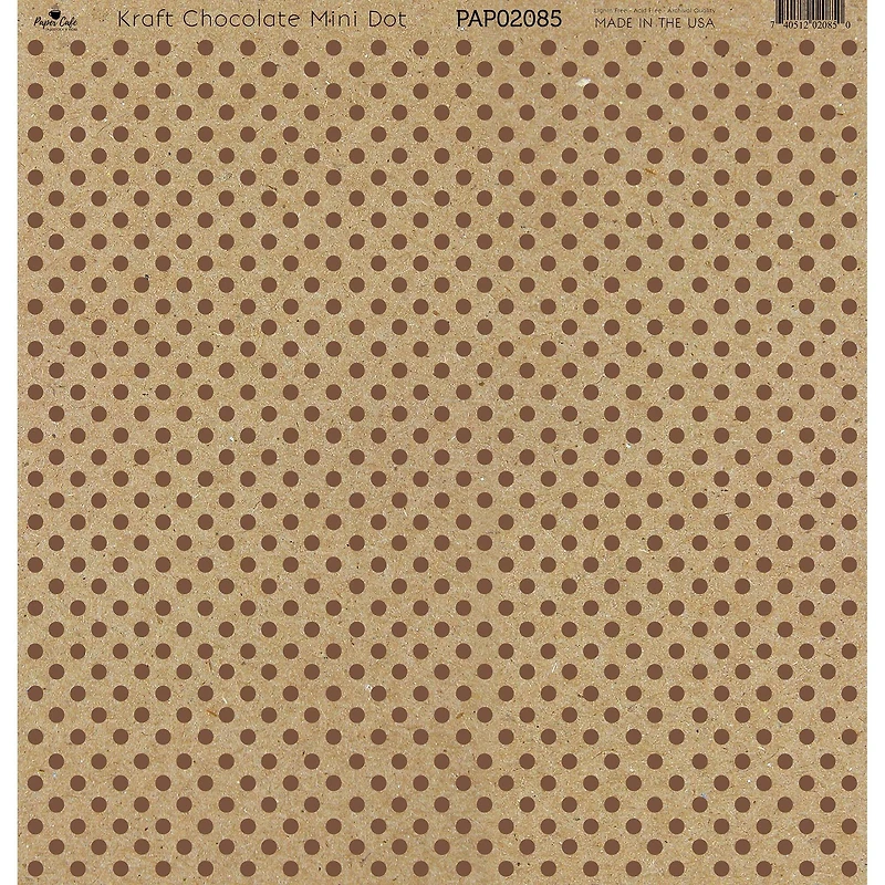 Paper Café Kraft & Chocolate Mini Dot 12" x 12" Cardstock, 15 Sheets
