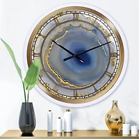 Designart Golden Water Agate Oversized Wall Clock
