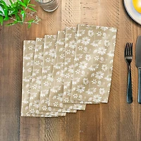 Cream and White Florals Cotton Twill Napkin