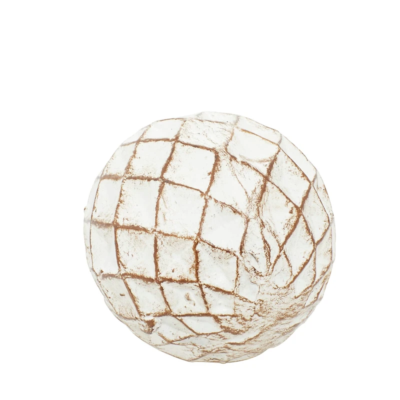 4" Distressed White Ceramic Country Orb Vase Filler Set