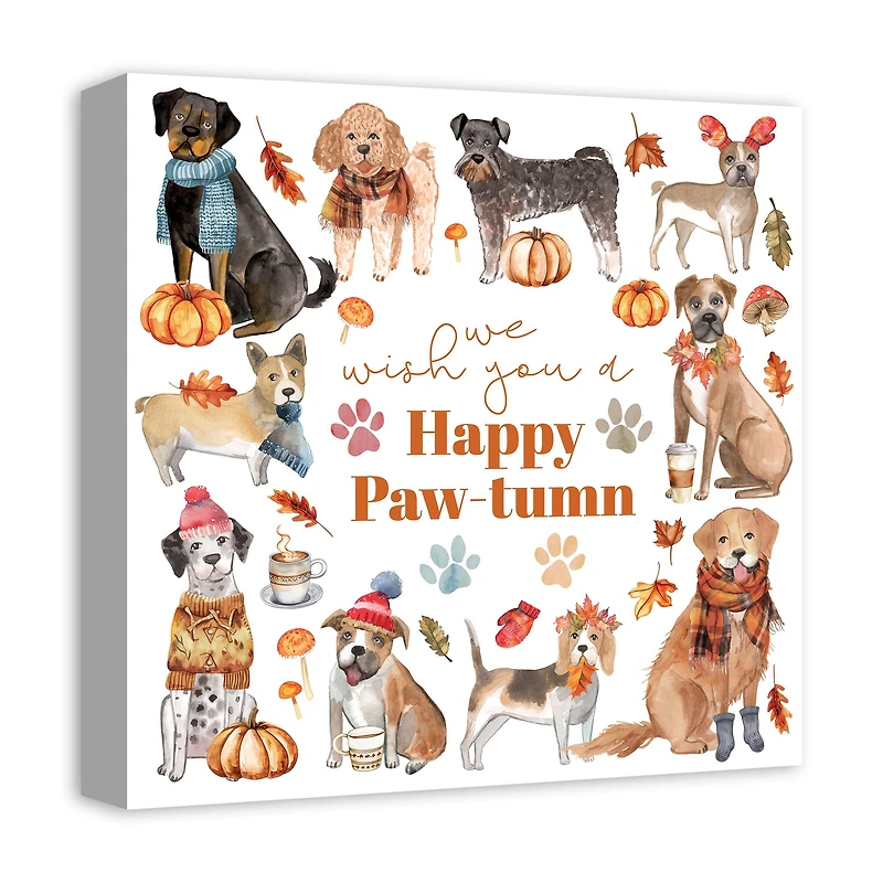 Happy Paw-tumn 16" x 16" Canvas Wall Art