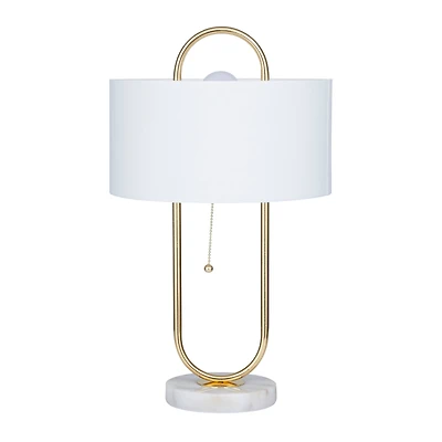 CosmoLiving by Cosmopolitan White Marble Modern Accent Lamp, 20" x 12" x 12"