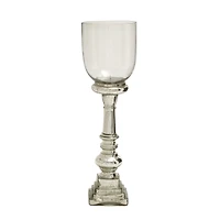 22" Silver Glass Traditional Candle Holder