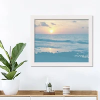 Blue Beach Scene White Framed Print