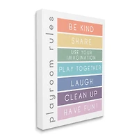 Stupell Industries Bold List of Playroom Rules Kids Rainbow Stripes Canvas Wall Art