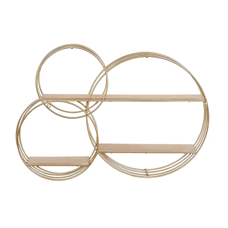 Gold Metal Contemporary Wall Shelf, 26" x 37" x 6"