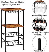 Rustic Brown Freestanding Industrial Wood Wine Rack 