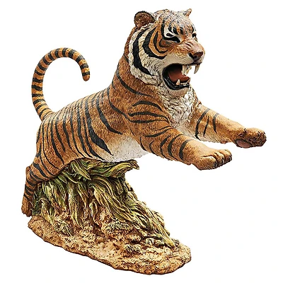 Design Toscano 27" Jungle Cat Leaping Bengal Tiger Statue