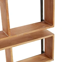 Brown Wood Industrial Wall Shelf, 35" x 24" x 6"