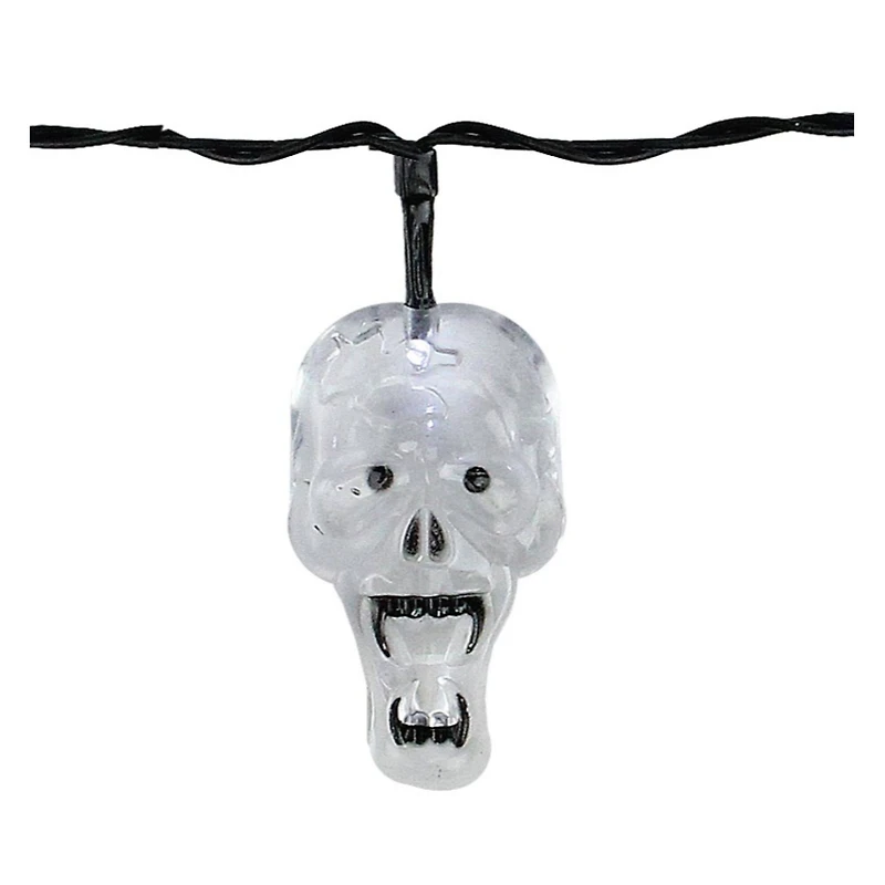 10ct. White Skull LED Halloween String Lights