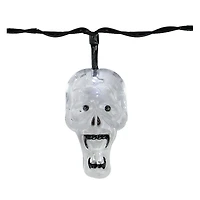 10ct. White Skull LED Halloween String Lights