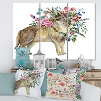 Designart - Wolf With Woodland Flowers