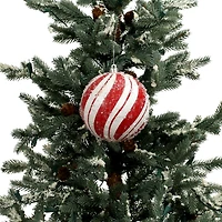 2 Pack 4.7" Red & White Peppermint Stripes Shatterproof Ball Ornaments by Ashland®