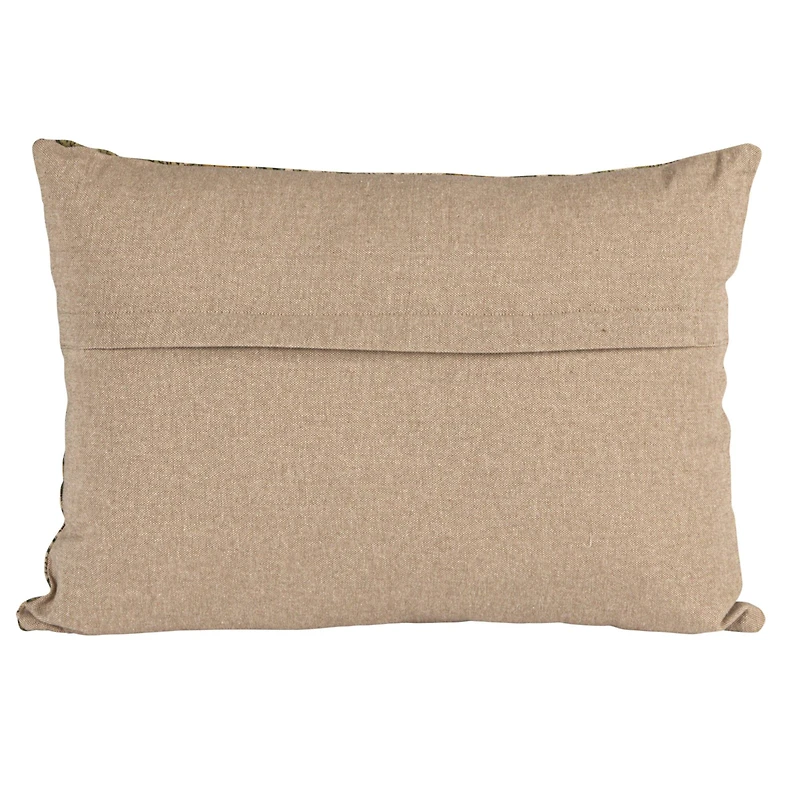 Hello Honey® 20" x 14" Green & Yellow Verdant Charm Linen Lumbar Pillow