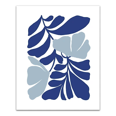 Blue Modern Leaves 16" x 20" Canvas Wall Art
