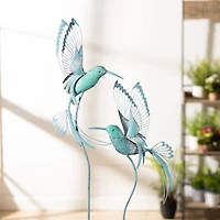 Metal Hummingbird Garden Stakes Set