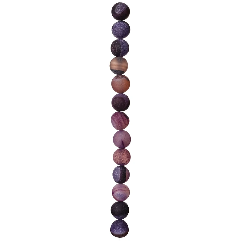 12 Pack:  Purple & Natural Marbleized Agate Stone Round Beads, 12mm by Bead Landing™