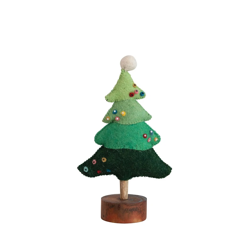 Hello Honey® 10" Green Wool Felt Tree with Beads