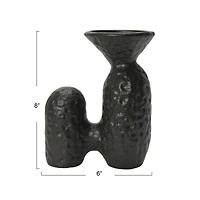 Hello Honey® 8" Matte Black Textured Stoneware Sculptural Vase