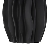 Black Abstract Dimensional Wavy Ribbed Ceramic Vase